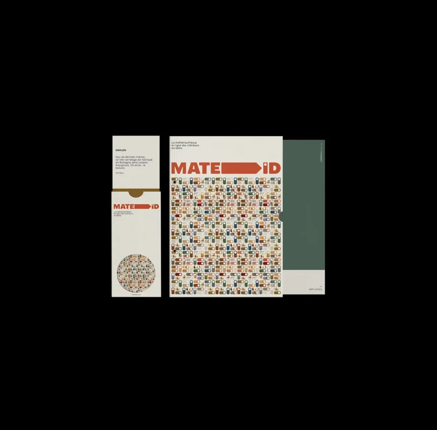 Déclinaisons du système graphique pour une matériauthèque de matériaux éco-responsables en design intérieur